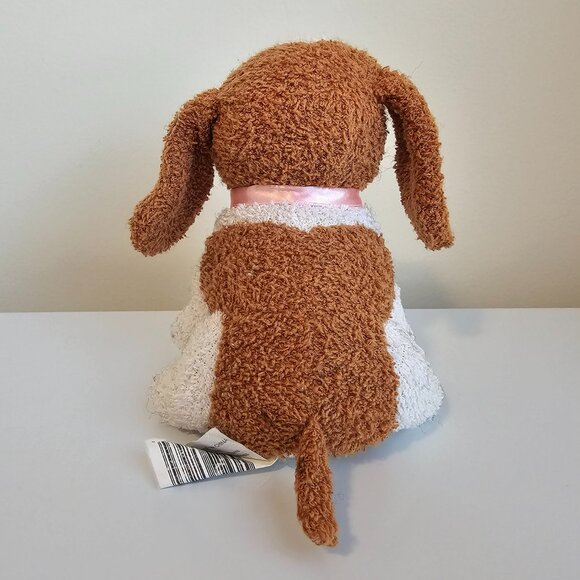 Walmart Terry Cloth Beagle Dog Plush Stuffed Animal Brown Beige Pink Bow 6" - Picture 4 of 7